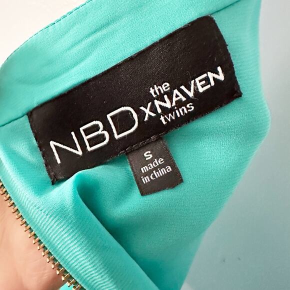 NBD X Naven Twins Teal Mini Cut Out‎ Open Back Dress Women's Size Small - Picture 9 of 15